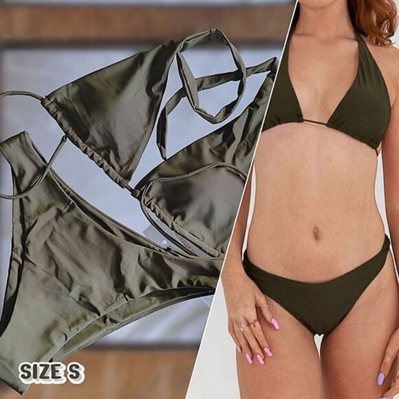 NWT Aurelle Olive Isla bikini set size S - Picture 1 of 7